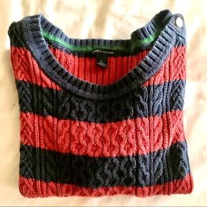 Tommy Hilfiger Striped Cable Knit Sweater Medium